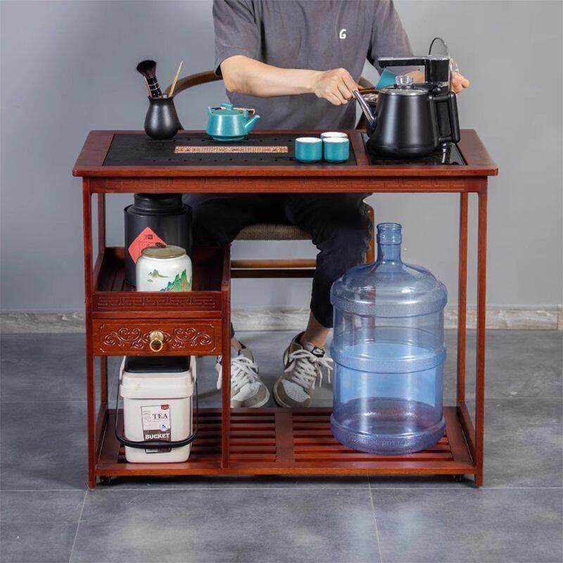 茶车实木实用烧茶桌小实木泡茶几茶车茶茶盘客厅移动烧水一体中式