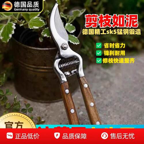 高端精品园艺剪刀修枝剪花艺园林果树修花剪刀舒适木柄锋利省力剪