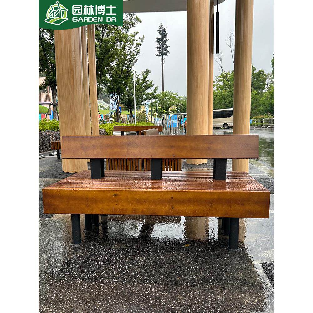 公园椅户外凳防腐木凳不锈钢凳庭院景观户外休闲椅凳