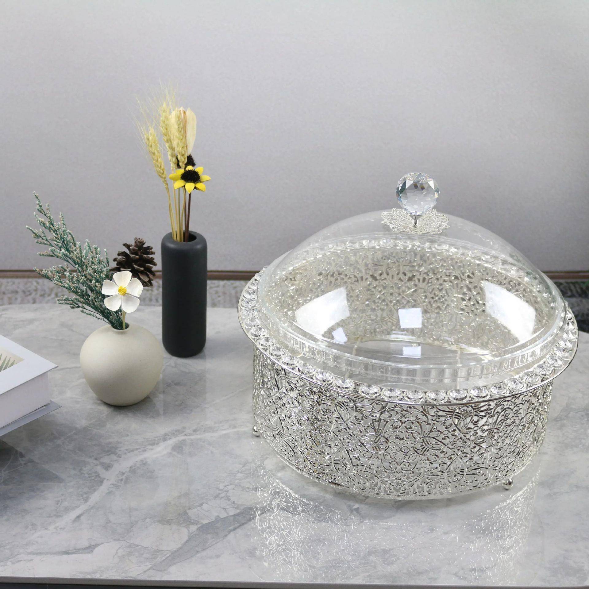 欧式亚克力水晶大尺寸果篮现代创意收纳盒多功能家用客厅茶几