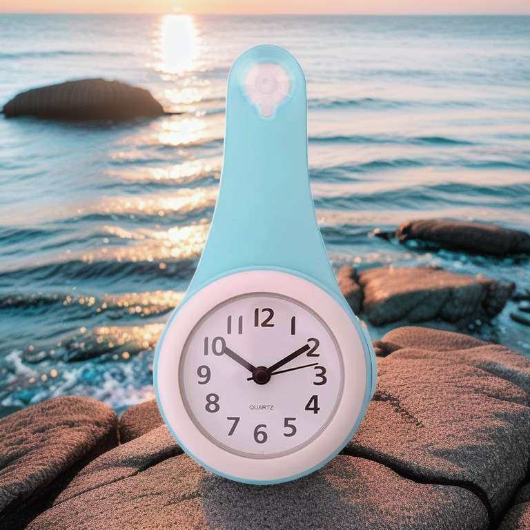 北欧简约浴室钟厨房防水静音家用吸盘钟表挂墙创意个性迷你小挂钟