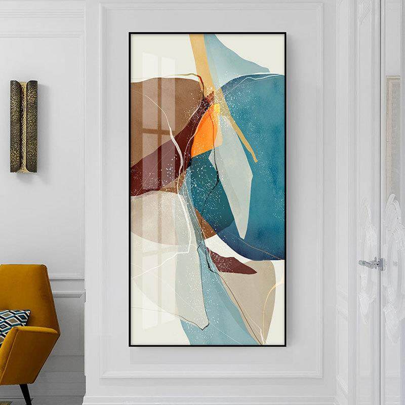 现代抽象玄关装饰画竖版色块轻奢走廊过道挂画北欧壁画玄幻简约画