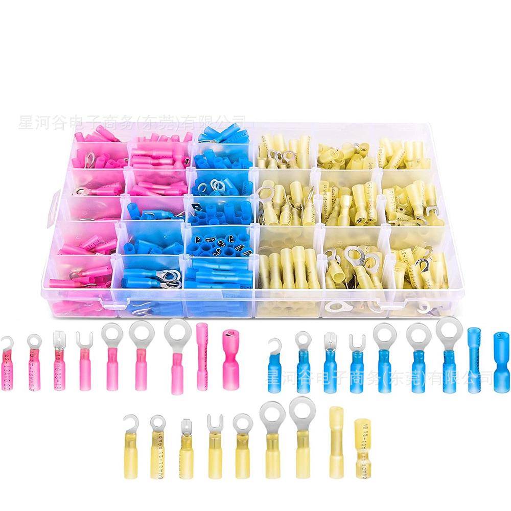 540PCS盒装热收缩线连接器环叉钩铲形防水汽车船用电气端子套件