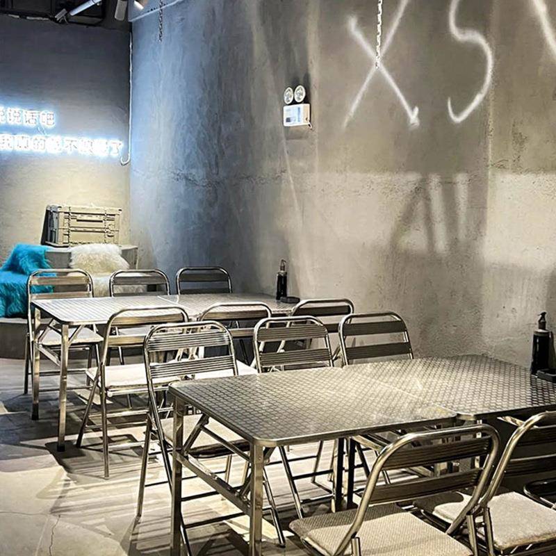 串串烧烤火锅店桌椅组合不锈钢方桌韩式大排档小吃店可折叠长桌子