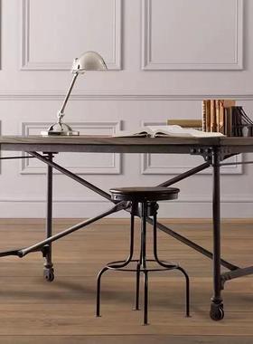 工业风复古铁艺实木电脑桌家用现代简约书桌loft工作台书法书画桌