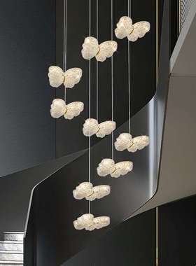 轻奢树枝楼梯吊灯现代创意艺术客厅大吊灯loft复式楼旋转长吊灯