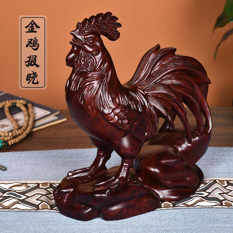 黑檀木雕鸡十二生肖木头鸡摆件家居客厅电视柜装饰工艺品乔迁送礼