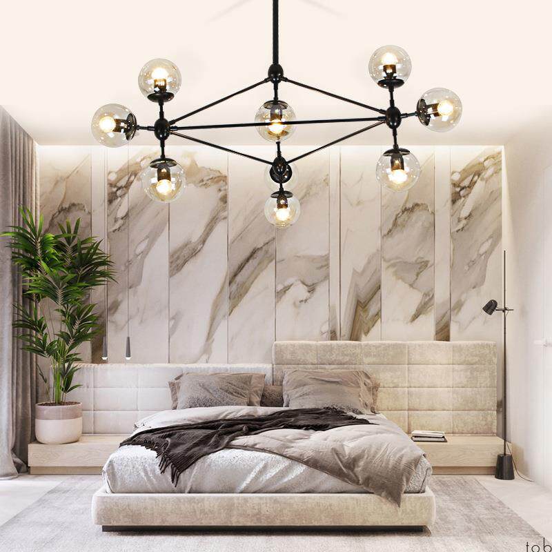 北欧后现代简约风格客厅吊灯家用餐厅卧室灯大气服装店分子魔豆灯