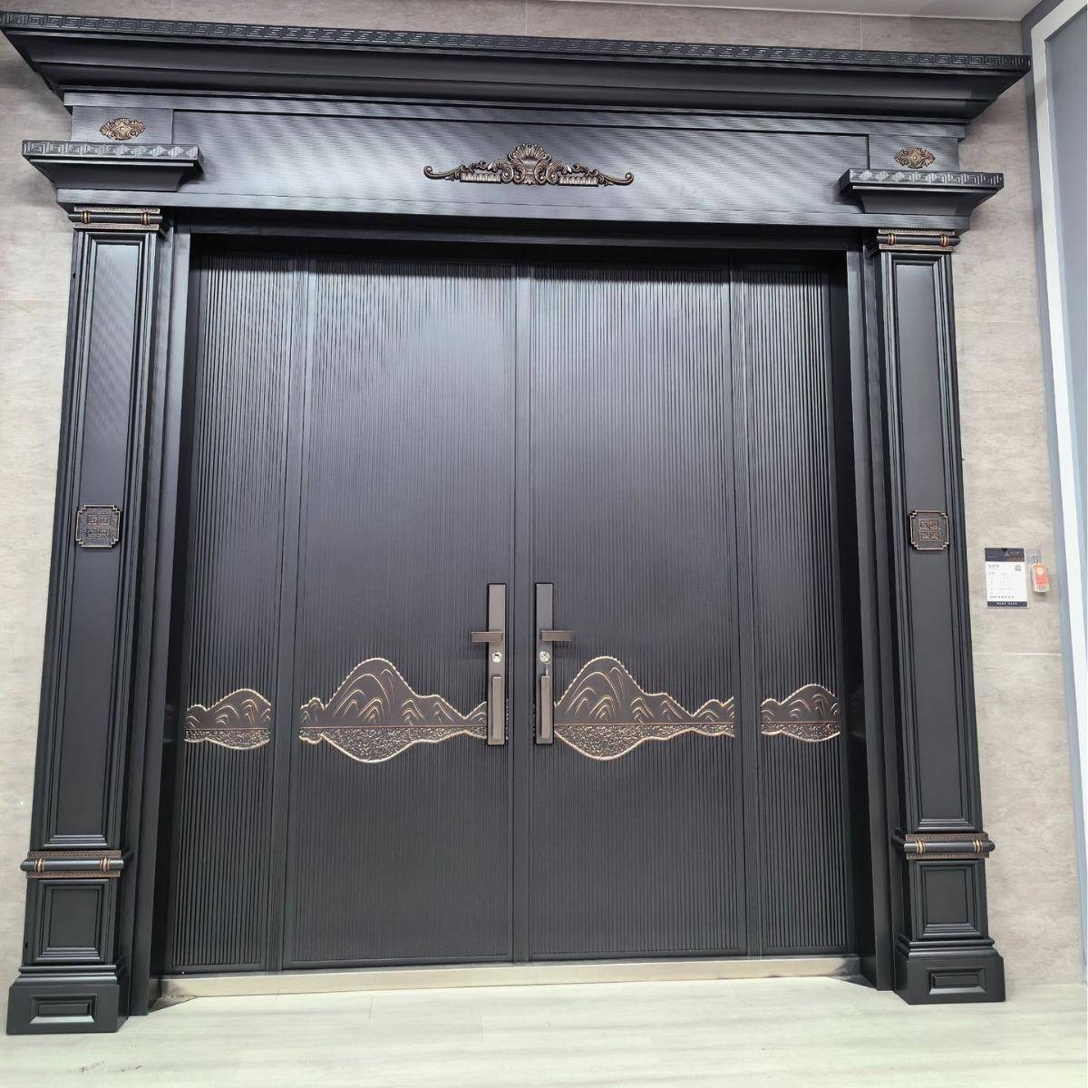 双开门入户门防盗别墅烤漆罗马柱门不锈钢大门铸铝门