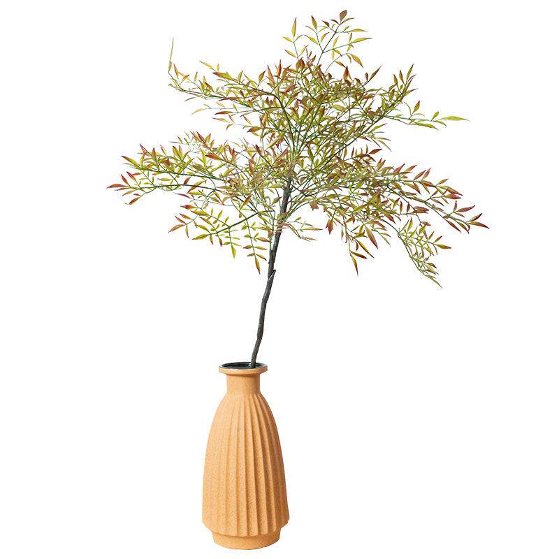 仿生绿植南天竹桌面摆件装饰假花植物火焰红南天竹枝北欧简约风假