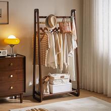 5V全实木衣架落地挂衣架卧室床头衣帽架家用床尾床边晚上放衣服神