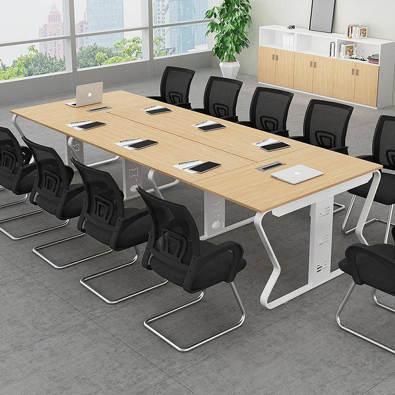 会议桌长桌简约洽谈接待桌椅组合办公室家具钢木小型条形培训桌子