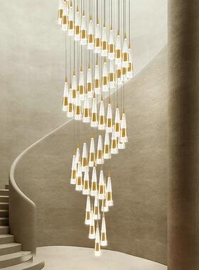 复式楼梯吊灯长吊灯旋转北欧现代简约轻奢大别墅中空loft公寓吊灯