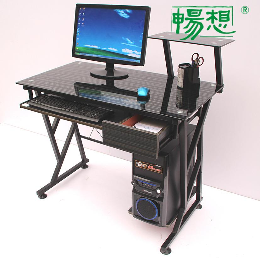 直销畅想钢化玻璃面台式电脑桌写字桌书桌高档办公桌外贸桌