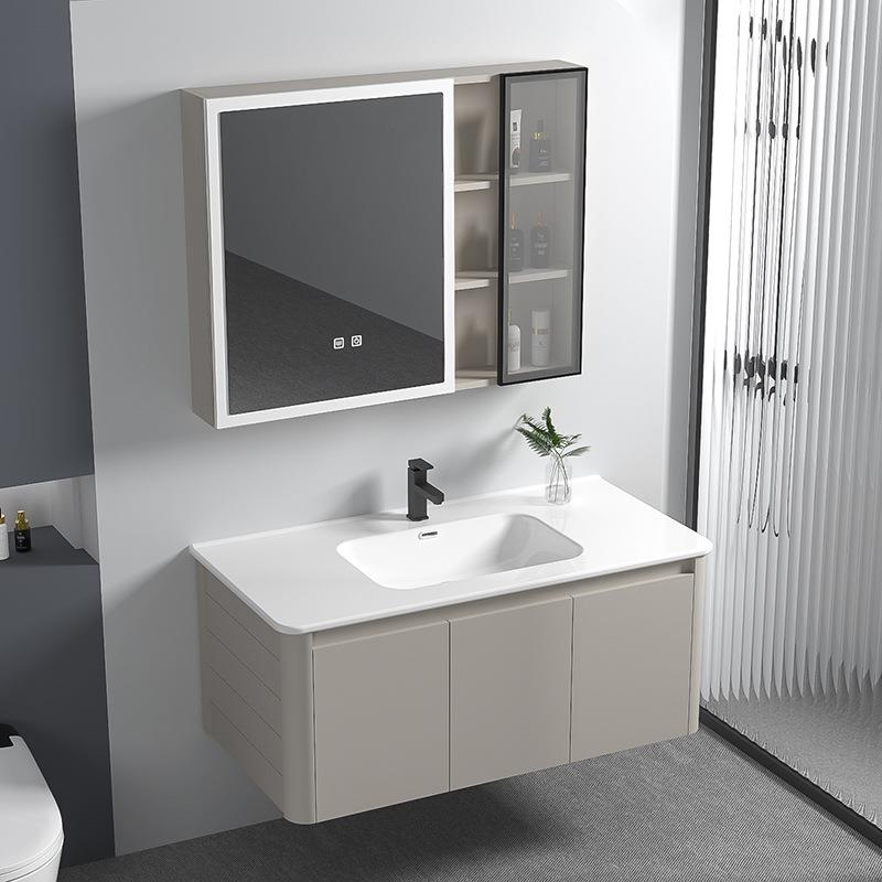 加厚太空铝浴室柜组合圆弧盆陶瓷一体盆洗手间智能镜柜收纳洗漱台