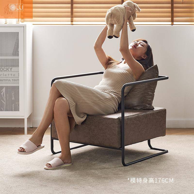 铁艺沙发椅复古工业风轻奢简约客厅休息区沙发设计师单人小沙发躺