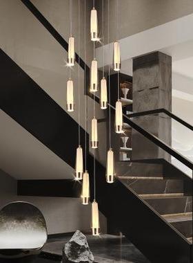 现代轻奢创意亚克力艺术楼梯长线吊灯loft客厅楼梯灯长吊灯复式楼