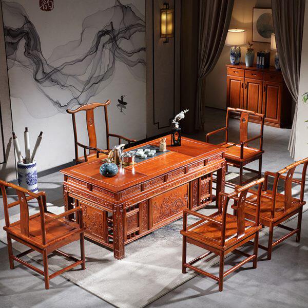 高端花梨木茶桌椅组合红木茶台办公室客厅家用中式实木茶几