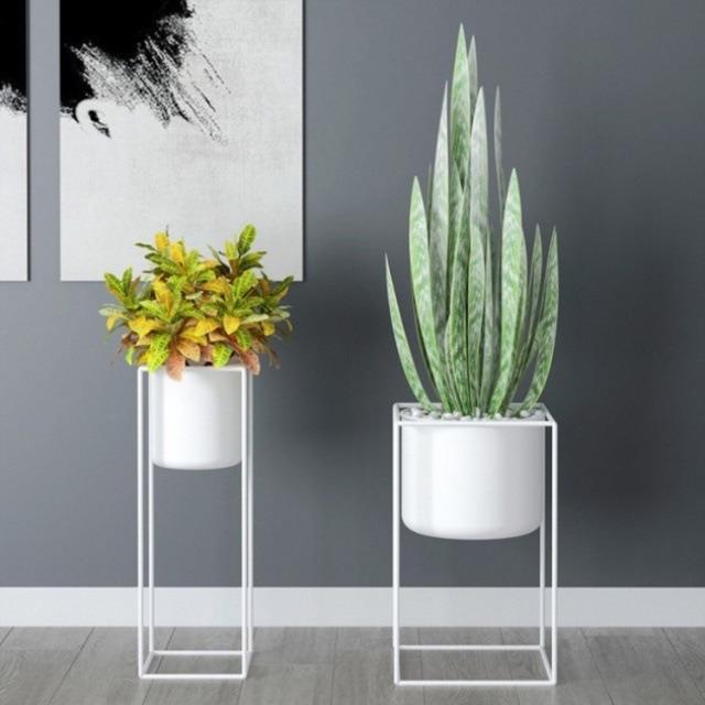 北欧简约桌面小花架家居圆形植物盆栽架子落地架拍照插花花瓶摆件
