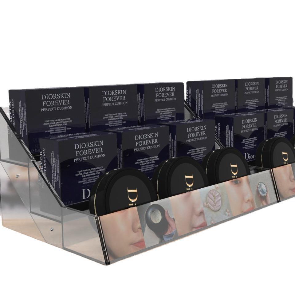 包邮可拆装可插价签透明黑色亚克力彩妆陈列架有机架子街梯架三层