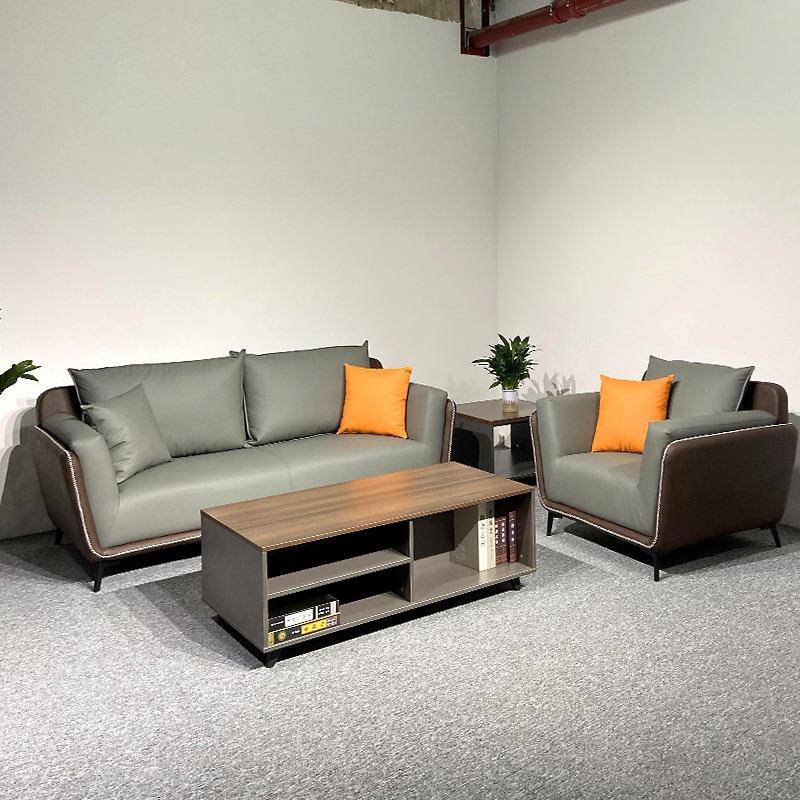 新款简约现代休闲办公室沙发茶几组合商务接待区小型洽谈皮沙发