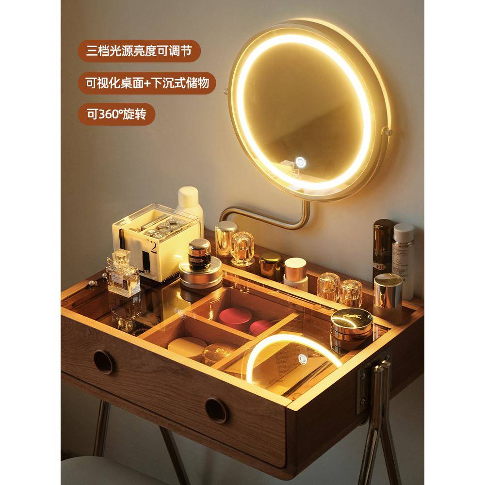 星木诺/韶颜梳妆台/小型化妆桌复古日式樱桃木家具实木迷你化妆台
