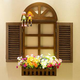欧式假窗户立体饰品复古窗户假窗户壁挂创意墙面百叶窗道具