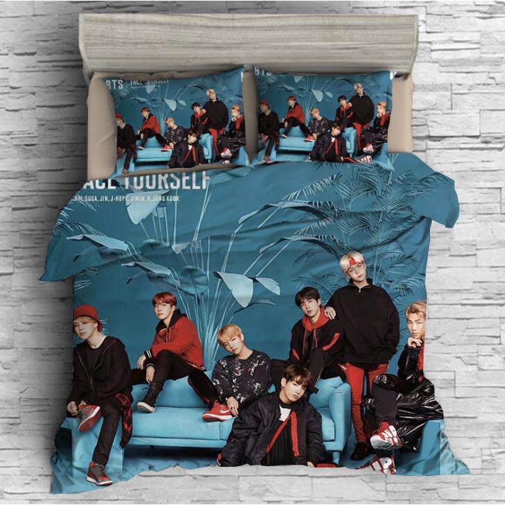 少年团BTS数码印花被套带枕套三件套工厂供货床上用品一件起