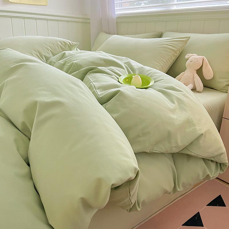 a类磨毛四件套纯棉被套2025春季纯色全棉床单被罩床上三件套