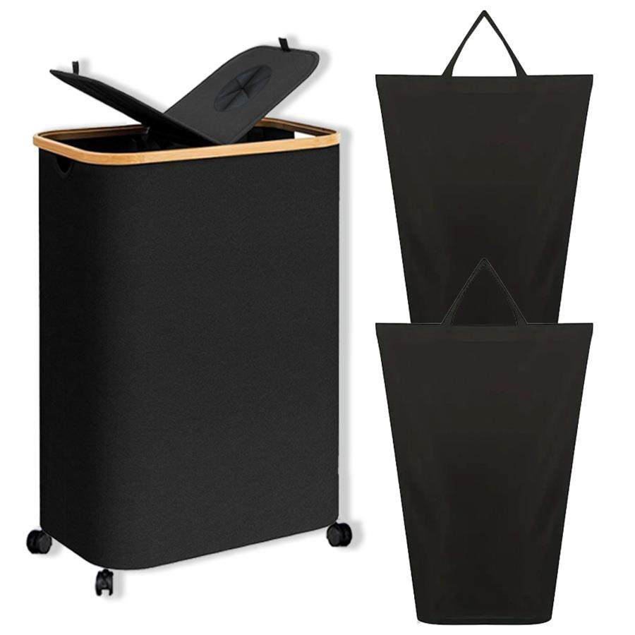 滑轮洗衣篮洗衣篮140L带盖洗衣篮和内袋洗衣房卧室宿舍收纳