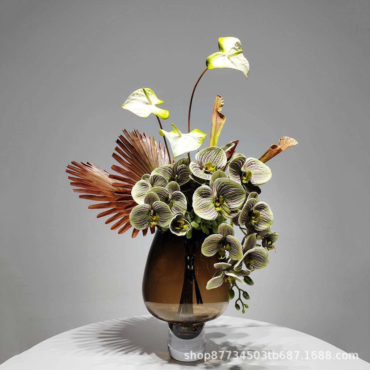 现代轻奢仿真花艺高端设计师样板房间售楼处客厅别墅餐桌假花摆件