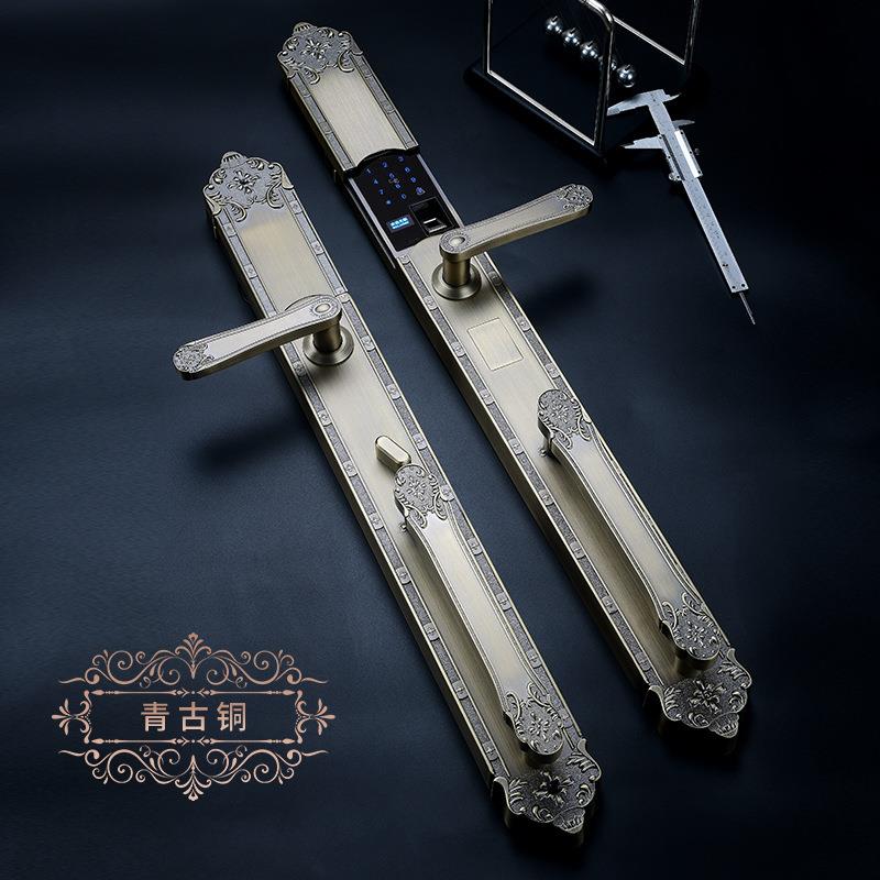 欧式指纹锁别墅指纹锁大门指纹锁豪华大拉手智能锁防盗708mm双面