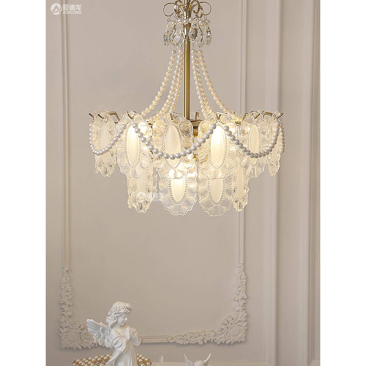 法式轻奢浪漫珍珠客厅灯现代简约卧室餐厅灯具网红玻璃LED吊灯