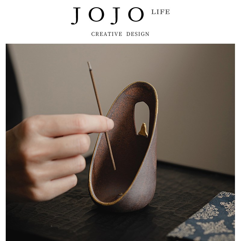 JOJOS L. PD.紫泉涧.菩影香插创意陶瓷线香炉香插香座  床柱
