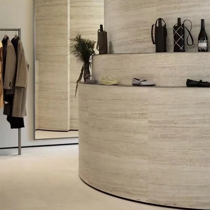 可弯曲柔性石材软质罗马洞石饰面板软石3d软瓷洞石板超薄瓷砖