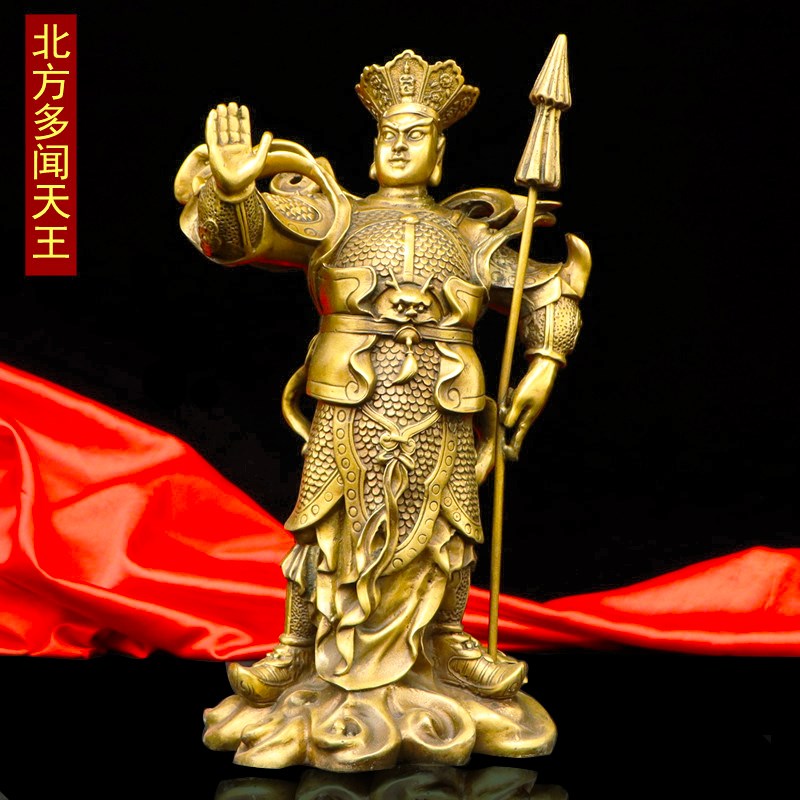 黄铜四大天王佛像摆件四大金刚持国广目增长多闻天王护法神像一套