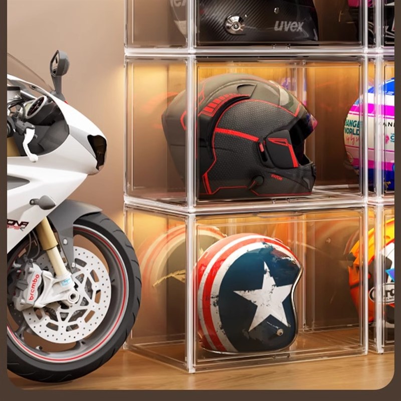 超大加厚高透明手办盒包包盒带隔板陈列盒亚克力头盔足球收纳盒
