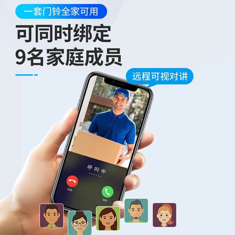 智能可视门铃监控摄像头手机对讲远程监控门口家用无线免插电猫眼