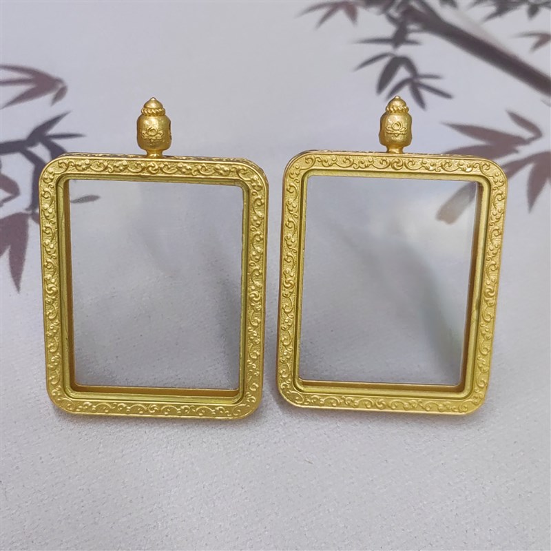 新双面玻璃唐卡嘎乌盒方形4*5磨砂圆形唐卡盒空盒随身Z小吊坠外壳