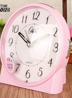 康巴丝小闹钟简约台钟大字音乐铃声座钟包邮学生表夜灯贪睡床头钟