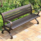 户外公园椅铸铝长椅院庭花园广场铁艺靠背长条椅子室外休闲长凳子