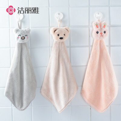 手帕擦水女钩挂厨房卫生间擦手巾洁丽雅儿童挂式便携小毛巾家用吸