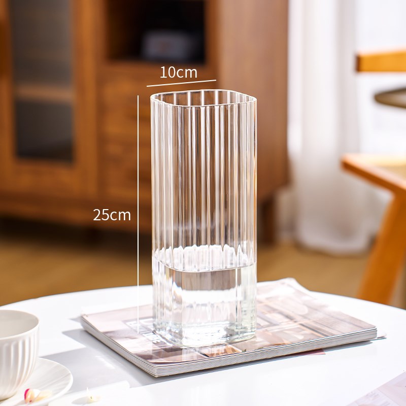 简约现代a轻奢高级感透明玻璃花瓶水养富贵竹百合客厅餐桌插花花