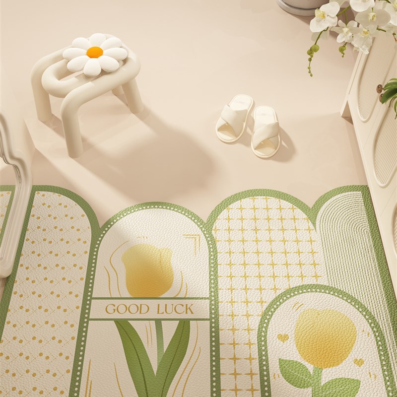 清新奶油风入户j门地垫门口玄关进门垫可擦免洗皮革防滑地毯可裁