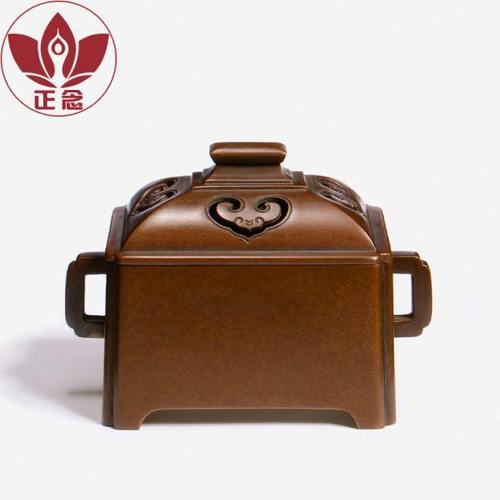 庆松堂苏工铜炉名家胡庆松制紫铜海棠马槽熏炉文房摆件熏香炉