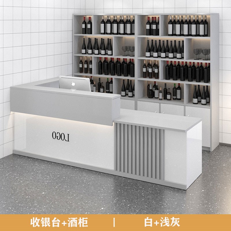 饭店吧台收银台转角落地酒柜组合商用柜台餐饮店收款台Y前台收银
