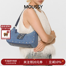 【新年礼物】MOUSSY Cozy  Fit牛仔铆钉小机车包女包小众腋下女包