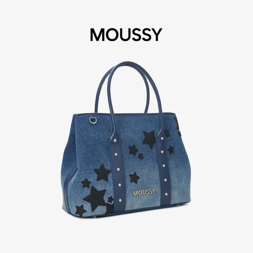 MOUSSY星辰童梦牛仔布绣托特包