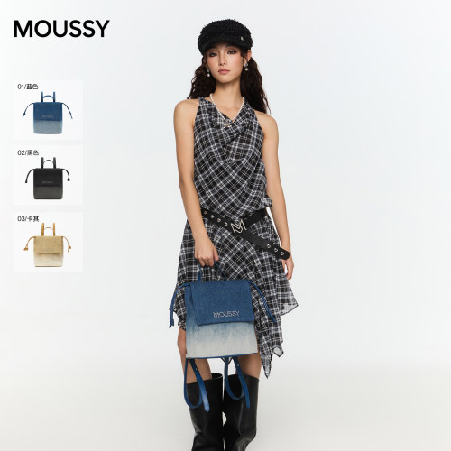 Moussy渐变牛仔双肩包复古通勤