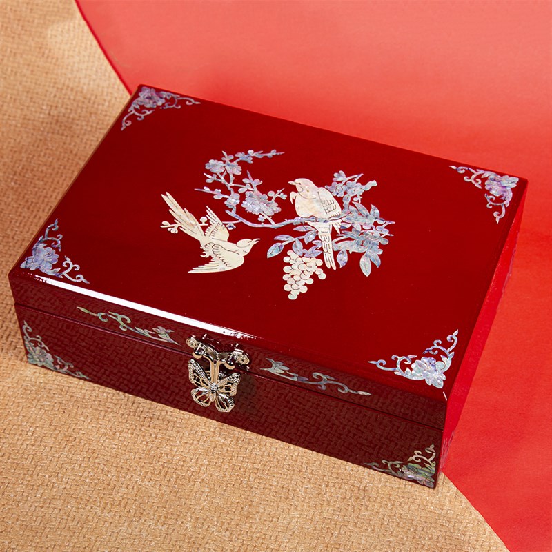 首饰盒收纳盒高档k精致螺钿漆器商务送礼非遗工艺实木新人结婚礼